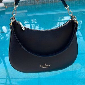 Kate Spade Staci Saffiano Leather Shoulder Bag Black